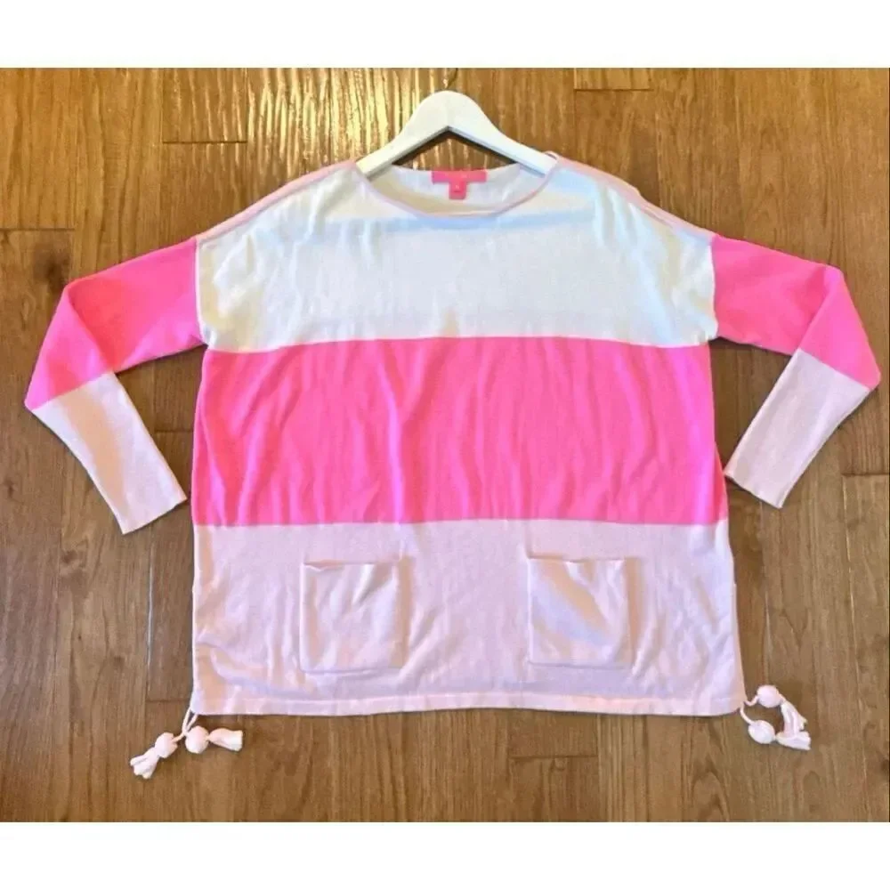 Lilly Pulitzer Westwood colorblock the detail pink sweater small